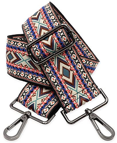 BENAVA Verstellbarer Schulterriemen für Taschen 75-135 cm | Taschengurt Bunt Breit 50mm | Farbe Karabiner Schwarz | Taschengurte zum Wechseln | Schultergurt für Taschen