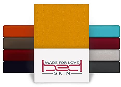 Bedskin Premium Topper Spannbettlaken 140x200 & 160x200 cm – 100% Baumwolle, Jersey Spannbetttuch, für Topper bis 10 cm Höhe (Orange)