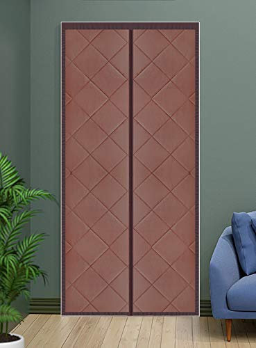 Cozomiz Isolamento Termico Tenda Magnetica Per Porte Zanzariera Magnetica Con Thermo Per Camera Climatizzata Isolamento Acustico Impermeabile 100x200cm Pelle PU Marrone