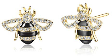 JIANGYUE Damen Ohrringe Biene 18 Karat vergoldetes Ohrstecker für Damen Mädchen Biene Ohrstecker Honigbiene Anhänger Vergoldet Tier Schmuck