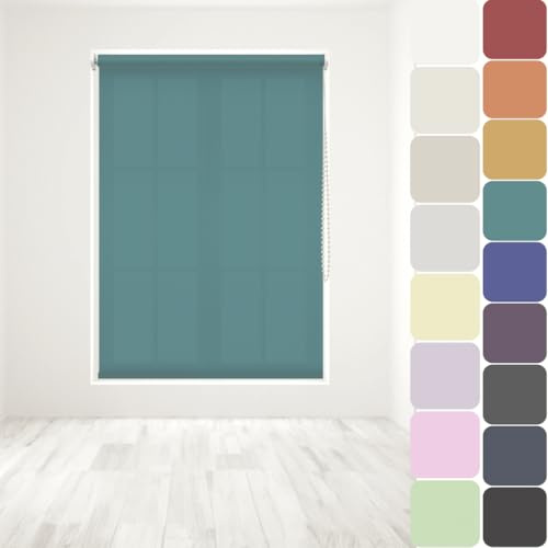 Straight Edge Dim-Out Roller Blind - Easy Fit Home Office - 240cm Width x 160cm Width Drop - Teal