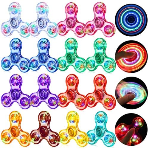Gigilli Fidget Spinner 16er Pack,Party Favors LED Light Fidget Spinner Spielzeug für Kinder, Stressabbau Anti Angst sensorisches Spielzeug Fidget Set,Valentinstag Party Taschenfüller Geschenk.