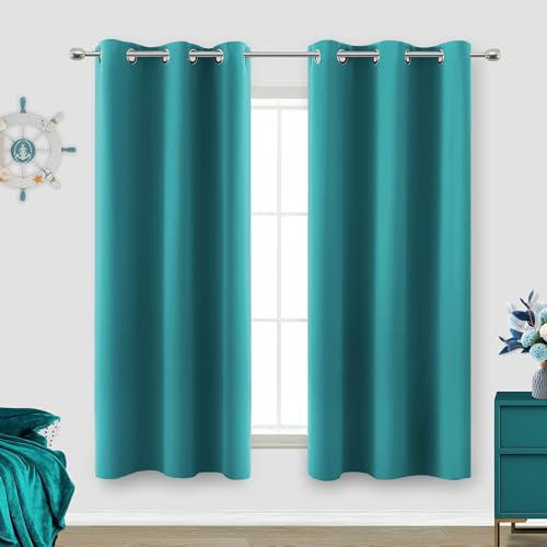 KOUFALL Halbvorhänge für Fenster, Küche, Küste, Strand, kurze Verdunkelung, kleine Vorhänge für Badezimmer, 86,3 x 114,4 cm, Länge, 2 Stück