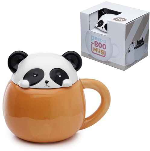 Puckator Tazza in Ceramica con Coperchio Sagomato - Panda - Animali Dolci