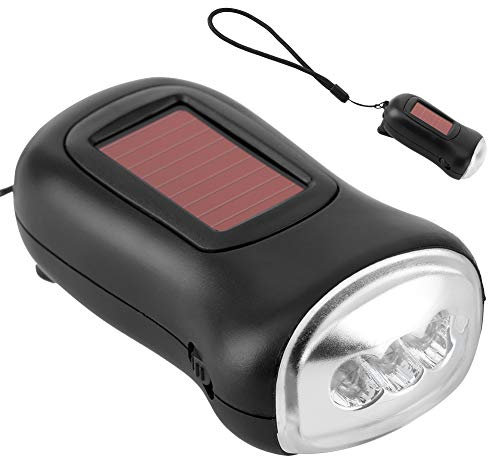 Wiederaufladbare Handkurbel-Taschenlampe für Camping, Solar-Taschenlampe, Outdoor-Leben, Auto-Notbeleuchtung, schwarz, Solar-Taschenlampe, Handkurbel, Dynamo-Taschenlampe, Dynamo-Taschenlampe,