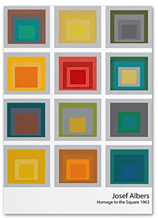 XCPORA Josef Albers Plakat Ausstellung Farbverlauf Quadratische Leinwand Malerei Josef Albers Wandkunst Josef Albers Drucke für Home Wanddekoration Bild 50x70cm Ohne Rahmen