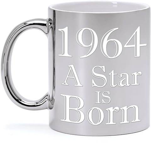 Taza de cerámica metalizada plateada para cumpleaños de 60 años A Star IS BORN
