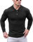 Lehmanlin Men's Muscle Polo Shirts Long Sleeve Casual T- Shirts Slim Fit Stretch Ribbed Golf Tops（Black/M）