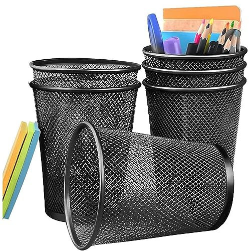 Answaily Pen Holder 6 Pack, Mesh Desk Organizer Pen Pot Pencil Holders, Stationary Supplies Pencil Pots For Office, Home, Classroom