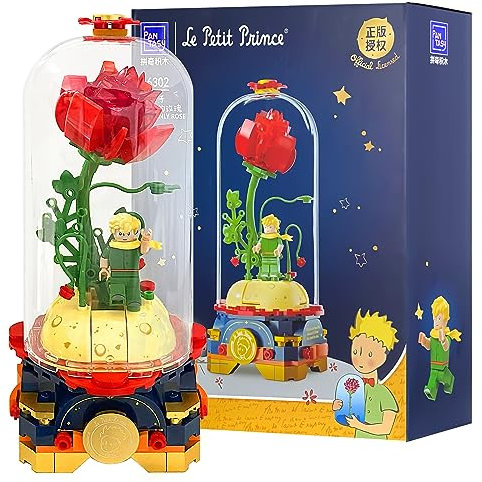 Bocguy Kunstblumen Bausteine Kunstrosen Bausteine - Rose Klemmbausteine, Ewige Rose für Heimdekoration, Mama Geschenk, Kreative Kunstpflanze Blumen Bauset