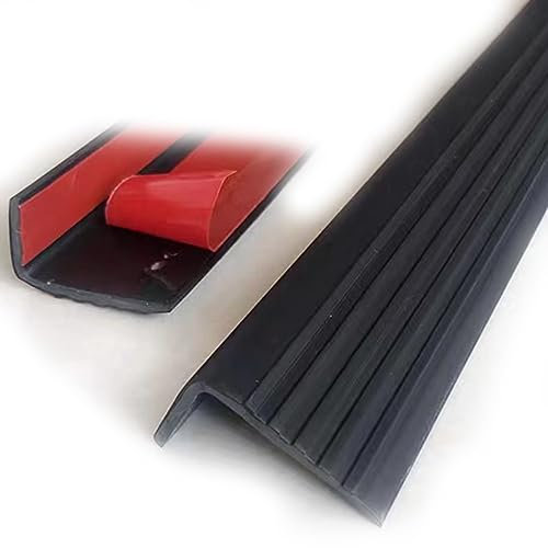 NILZA L-förmige Treppenkantenprofil Winkelprofil 4×2.5 cm Treppenprofil PVC Kunststoff Eckenschutz Anti-Rutsch Treppenkante Selbstklebend Kantenschutz 100cm (Color : Black)