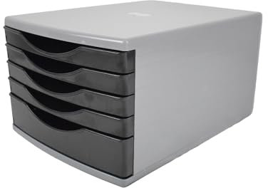 Deflecto Black Desk Drawer Set featuring 1 x 60mm and 4 x 30mm Drawers - Desk Organiser - A4 Storage