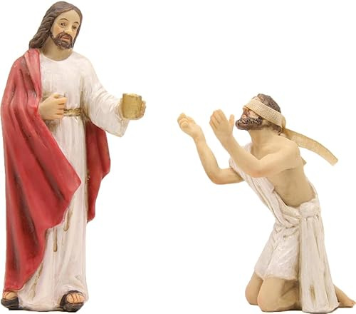 FADEDA 2X Passionsfiguren: Heilung des Blinden/Höhe:9 cm/handbemalt/detailgetreue Krippen Figuren - Weihnachten Tisch Dekoration Krippe Zubehör