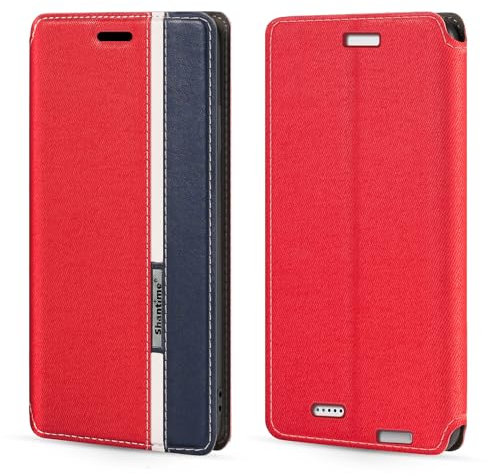 PU Leder Flip Hülle mit Farbakzent und Unsichtbarem Magnetverschluss Kompatibel mit Dexcom G7, Schlanke Modische Schutzhülle (Rot)