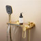 XJTNLB Wannenarmatur Wasserfall Bad Armaturen Badewanne Mischbatterie Wandmontage Badewannenarmatur mit 3 Modi Handbrause Gold