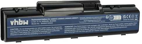 vhbw Batterie Compatible avec Acer eMachines MS2273 Ordinateur Portable (4400mAh, 11,1V, Li-ION)
