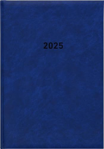 Zettler - Buchkalender 2025 blau, 14,5x21cm, Taschenkalender mit 392 Seiten im wattiertem Kunststoffeinband, 1 Woche auf 1 Seite, Tages- und Wochenzählung und internationales Kalendarium