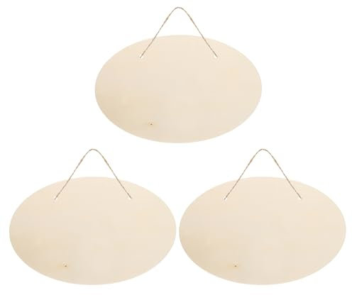 PATIKIL Unfinished Wood Sign, 3Pcs Blank Hanging Wooden Plaque DIY Craft Project for Door Hanger Painting Wall Art Wreaths Decorative, Style 2