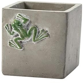Napco Klettergrüner Baumfrosch, quadratisch, 8,9 x 8,9 x 8,9 cm, Naturgrau, Betonstein, Blume, Sukkulenten, Pflanzgefäß, Behälter, Halter, Innen- und Außenbereich, Gartendekoration