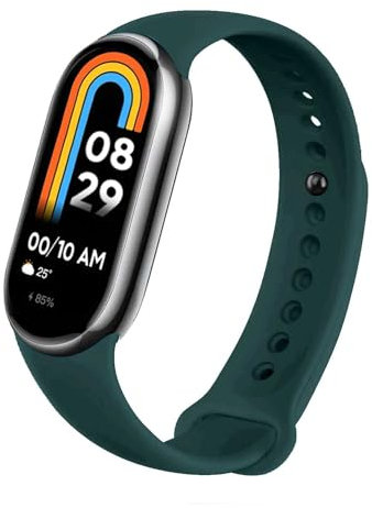 OcioDual Cinturino di Ricambio Compatibile con Xiaomi Mi Band 9 y Mi Band 8, Colore Verde Scuro, Cinturino di Ricambio in Silicone per Orologio Intelligente, Gancio in Metallo