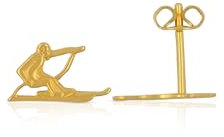 MUAU Schmuck Ohrstecker Skifahren Gelbgold 750, 7x12mm