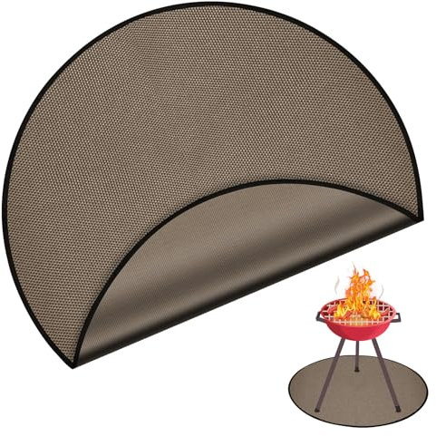 NQEUEPN 91,4cm Alfombrilla Redonda para Fuego, Protector de Suelo para Chimenea Alfombrillas para Fogatas para Debajo del Fuego Alfombrilla Ignífuga Parrilla Alfombra Ignífuga Patio Césped (Marrón)