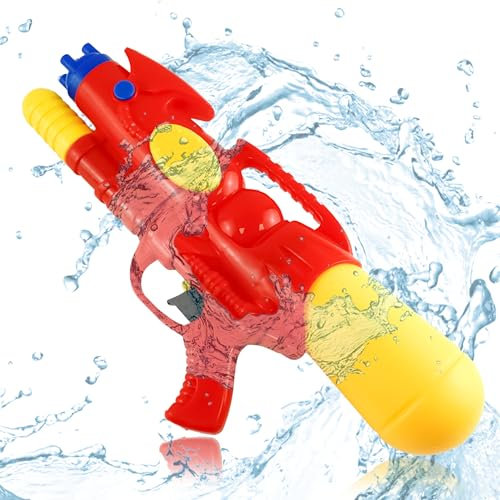 1x Red Pump Action Water Gun, 32 Feet Shooting Range, 260ml Tank Capacity Water Blaster Soaker Gun, Splash Squad Games Water Gun for Summer Beach Water Fighting Outdoor Toys 33cm