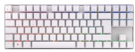 CHERRY MX 8.2 TKL Wireless, Tastiera da Gioco Senza Fili Senza Tasto Numerico, Tedesco QWERTZ, Bluetooth, 2,4 GHz e Cavo, Interruttori MX2A RED, Bianco, Bianco - senza Valigia di Trasporto