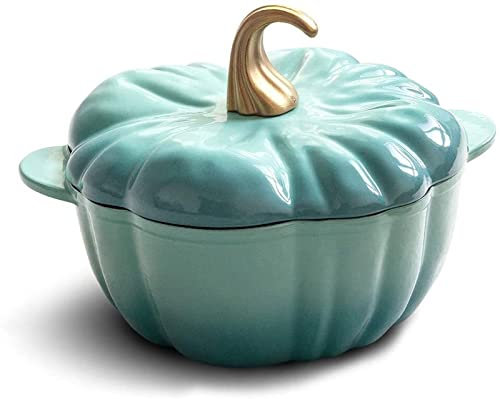Braising Pans Cast Iron Pot, Enamel Soup Pot 24cm- Household Pig Iron Saucepan with Lid Enamel Stew Pot Non Stick Sauce Pan Casserole Dish (Color : Blue)(Blue)