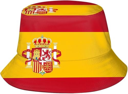 xinyuchen Sombrero de pescador con banderas para mujeres y hombres, divertido sombrero de playa para viajes, senderismo al aire libre, Bandera de España, Talla única