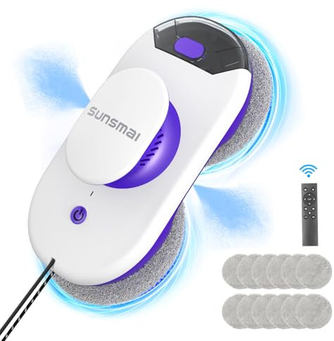 SUNSMAI Doppio getto d'acqua robot lavavetri, Automatic Path Planning robot lavavetri, Edge Detection lavavetri elettrico, cavo di alimentazione da 6,4 m Serbatoio dell'acqua da 50 ml（Viola）