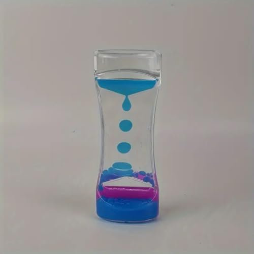Sablier Liquide à Bulles Descendantes Apaisantes, Expérience Visuelle Hypnotique, 1 Minute, 5,5 x 3,5 x 14,5 cm pour TSA, TDAH (Bleu)