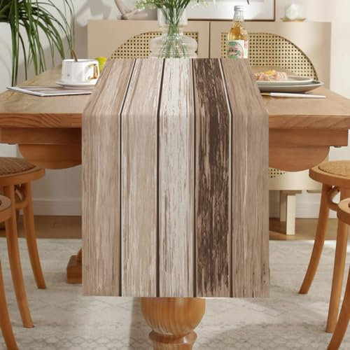 LOZULO Beige Tischläufer Vintage Läufer Tisch Landhausstil Leinen Tischläufer Deko Abwaschbar Table Runner Party Gestreift Tischdeko Outdoor Wetterfest Tischläufer 180x40 für Couchtisch