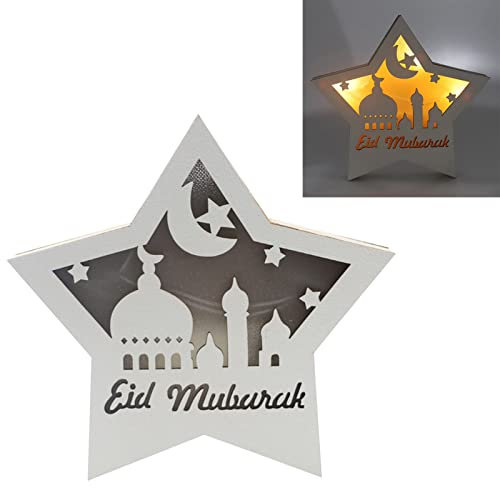 Holz-Pentagramm-Licht, Buchsbaum, Exquisites Ramadan Eid Mubarak Pentagramm-Licht für Terrasse (JM01941)