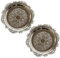 Candle Tray 2PCS Metal Candle Plate with Engraving Decorative Border Round Coffee Table Tray Silver Candle Holder for Christmas Wedding Party Table Decor Home Indoor Accessories