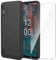 LYZXMY Case for Nokia C12 / Nokia C12 Pro/Nokia C12 Plus with 1 x Tempered Film Glass Screen Protector - Black Cover Soft Flexible Bumper Silicone TPU Shell (6.3)