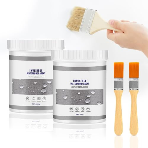 2Pcs Waterproof Insulating Sealant with Brush, Transparent Waterproof Coating Agent, Clear Invisible Bathroom Sealant Waterproof Agent Paint for Bathroom Pipes Home(300g)