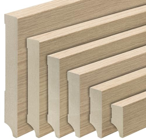 REESE | Sockelleisten | MDF Holz-Optik Eiche foliert | Weimarer Profil (gerade) - (120mm, 1 Stück / 2,3lfm)