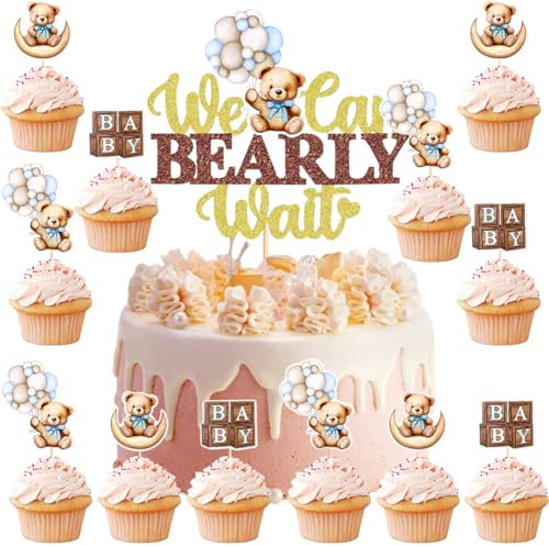 Bärchen Kuchen Deko,Bär Cupcake Toppers,Kuchen Dekoration bär Geburtstagstorte Deko Junge Kuchendekoration,bär Geburtstagstorte Deko,13PCS