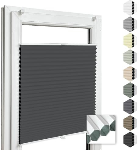 Home-Vision® Premium Doppelplissee Wabenplissee ohne Bohren mit Klemmfix (Weiß-Schwarz, B80cm x H200cm) Modern Klemmfix Blickdicht Plissee Sonnenschutz Hitzeschutz Jalousie für Fenster Thermo