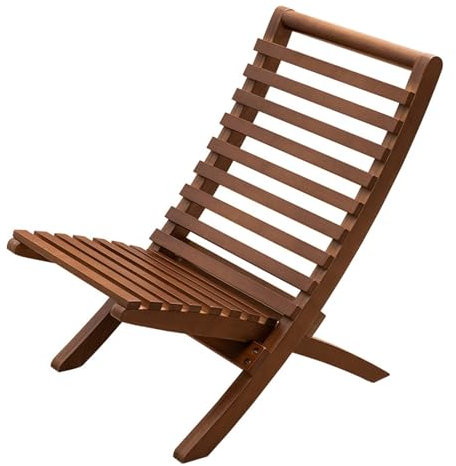 Générique Chaise de Jardin Exterieur Pliante, Fauteuil de Plage en Bambou LéGèRe et Portable pour Le Camping, Le Pique-Nique (Jaune-Brun)