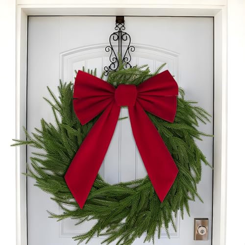 BETESSIN 6pz Fiocchi di Natale Rosso Albero di Natale Fiocco Velluto Natale Grande Decorazione per Ghirlanda Natalizia Ficcco Natalizio Addobbi Decorazione per Porta Casa Regalo 35 * 27cm