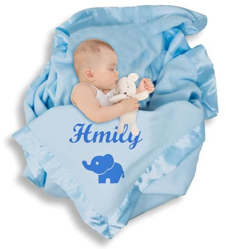 GUIRONG Babydecke Personalisiert,Personalisierte Decke Baby, Junge, MäDchen,Kinderdecke Mit Namen,Bedruckte Babydecke, Rosa und Blaue