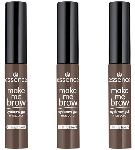 essence make me BROW eyebrow gel mascara, Augenbrauengel, Nr. 07, Braun, definierend, gelig, vegan, ohne Mikroplastikpartikel, Nanopartikel frei, ohne Parfüm, 3er Pack (3x3.8ml)