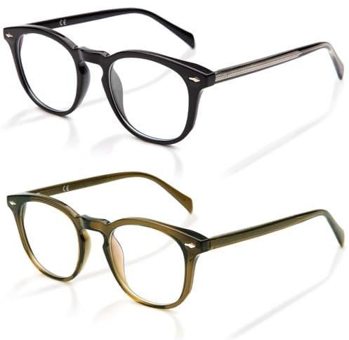 Epavouos Lesebrille Blaulichtfilter mit Sehstärke klare Sicht Komfortabel und langlebig (Schwarz+Olive, 1.5, x)