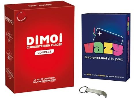 Dimoi Lot Couples + Vazy Version Française + 1 Décapsuleur Blumie - Jeu de Cartes pour 2 Joueurs - À partir de 16 Ans
