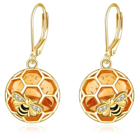 Bernstein Bumble Bee Ohrringe aus Sterlingsilber Honig Bienen Schmuckgeschenk für Frauen