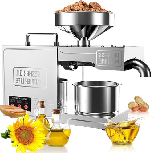 RoyceBee Oil Press Machine - Automatic Electric Oil Maker for Home Commercial, 820W Cold & Hot Press Seeds Nuts Oil Expeller Press Mill, Stainless Steel Household Oil Maker for Peanuts