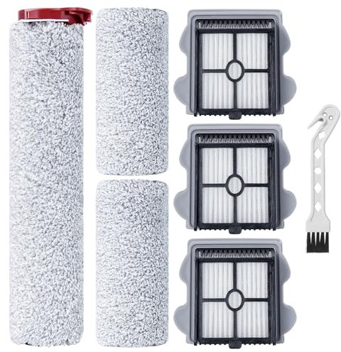 Heykewi Bürstenrolle Filter Ersatzteile für Roborock Dyad Pro/Dyad Pro Combo Nass Trockensauger Kabelloser Zubehör, 3 Bürstenrolle + 3 HEPA Filter + 1 Reinigungsbürste
