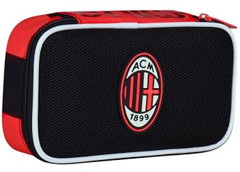 Seven Milan Astuccio Scuola Quick Case, Nero, Portapenne Completo di Penne, Matite, Colori, Accessori Zaino, Scuola Elementare e Media, Bambino Calcio